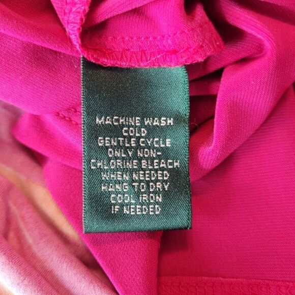 Vintage 80s Ralph Lauren Stretch Sleeveless Midi 8 Pink Striped Surplice Bodycon - Picture 12 of 12